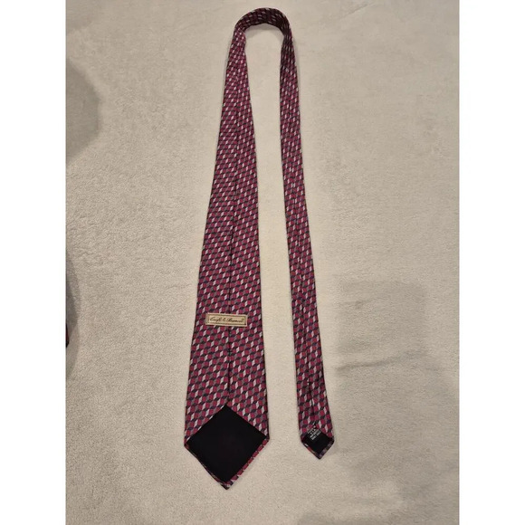 Croft & Barrow Ties Red Geometric Silk Necktie Men's Classic - Picture 5 of 8